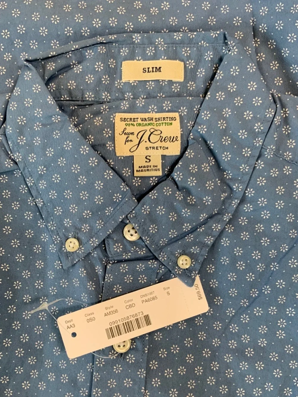 J. Crew Slim Stretch Secret Wash Cotton Poplin Button Down Shirt in Daisy